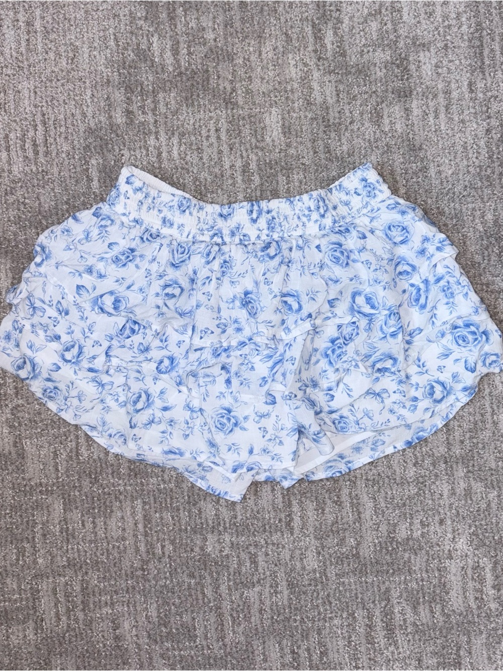 Hollister Blue Floral Ruffle Athletic Shorts